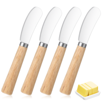 Bruislard 4 Pcs Butter Knives 6 inch Stainless Steel Spreader Knife Butter Knife Spreader Set CreamSpatula with Wooden Handles for Jam Butter-Cream Soft Cheese Sandwich Spreaders