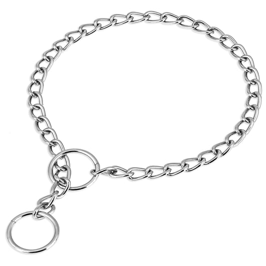 Choke Collar for Dogs Dog Chain Collars Dog Choke Chain Collar Puppy Metal P Chain Slip Collar Pet Walking Choker Adjustable Weather Proof Dog Necklace(3 mm, 21.6 Inch)