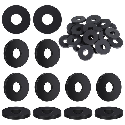 Rubber Washer Heavy Duty Abrasion Resistant Rubber, 1 OD X 1/4 ID X 1/8 Inch Thickness, Rubber Flat Washer Black Vibration Damping Pads Flat Grommets for Bolts Spacers (25 Pieces)