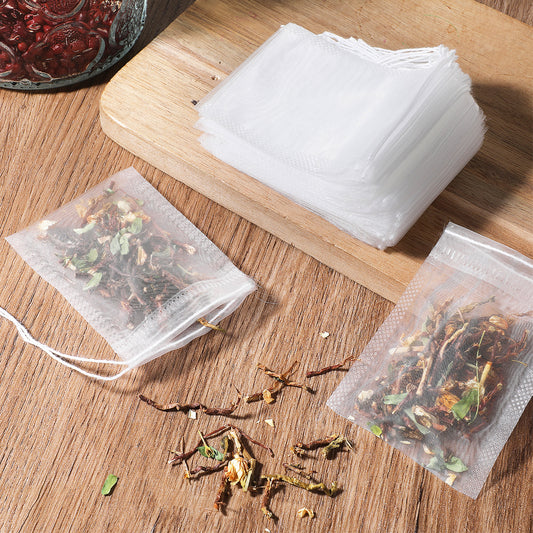 100PCS Tea Filter Bags with Drawstring, Disposable Empty Tea Bags, Coffee Tea Bag, Disposable Teas Bag for Loose Leaf Teas, Coffee 3.14 X 2.4 Inch