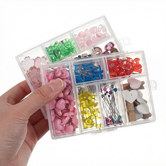 Bruislard 2 Pcs 6 Grids Clear Plastic Storage Box with Dividers, Bead Storage Box Compartment Storage Boxes for Bead Jewelry Screws Small Items DIY Crafts Accessories