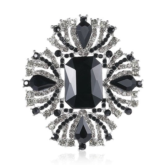 Vintage Austrian Crystal Rhinestone Cross Flowers Shaped Brooch Pin Flower Lapel Pins Christmas Brooch Elegant Jewelry for Women Elegant Dress Clothing Hat Bag Accessories