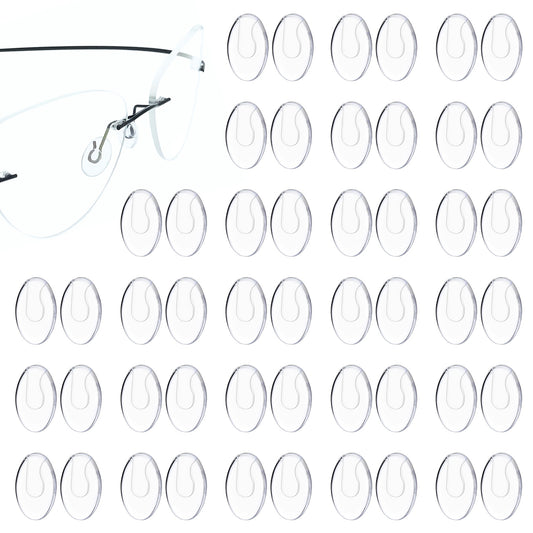 25 Pairs Push in Eyeglass Nose Pads Clear Anti Slip Nose Bridge Pads Replacement Soft Silicone Glasses Noses Pad for Rimless Frameless Eyewear Frames
