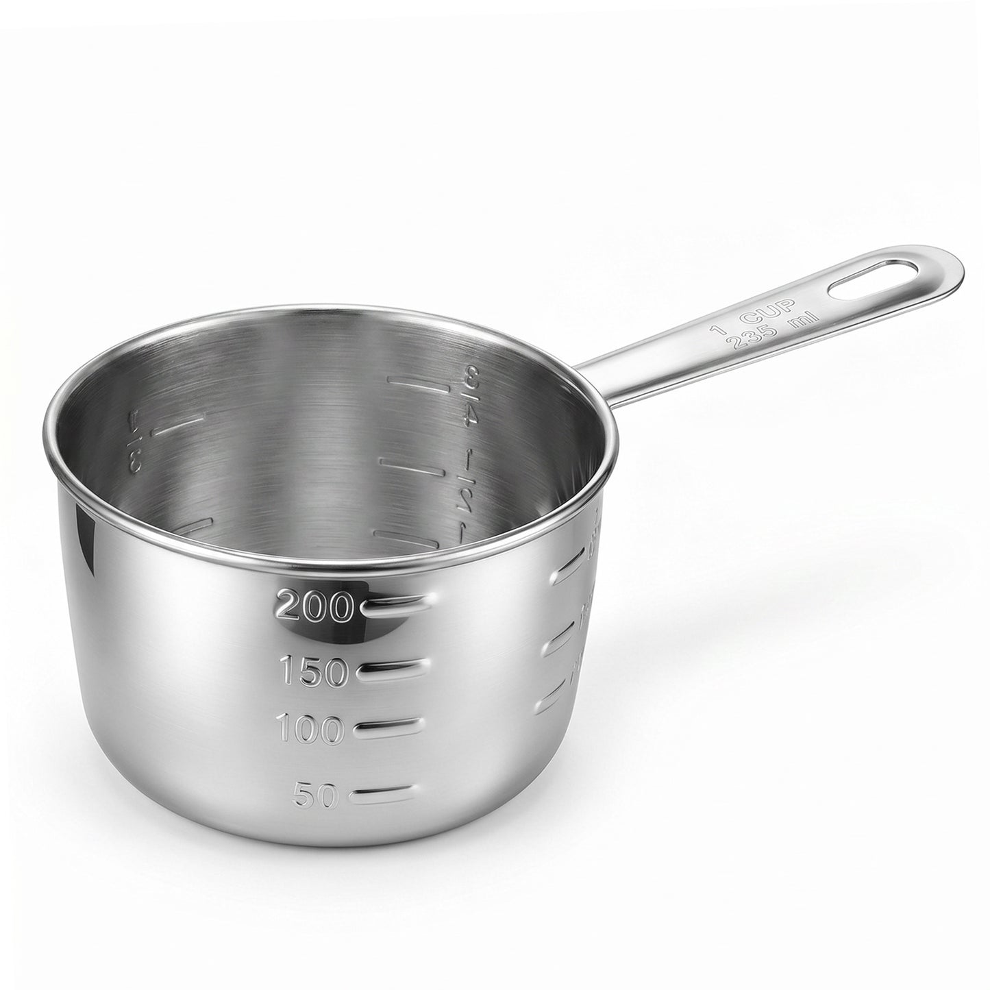 1 Cup Stainless Steel Measuring Cup, Single Measuring Cups (8 oz | 235 ml) Metal Measurings Cups Kitchen Gadgets for Cooking Baking, Laundry Detergent, Wet and Dry Ingredients