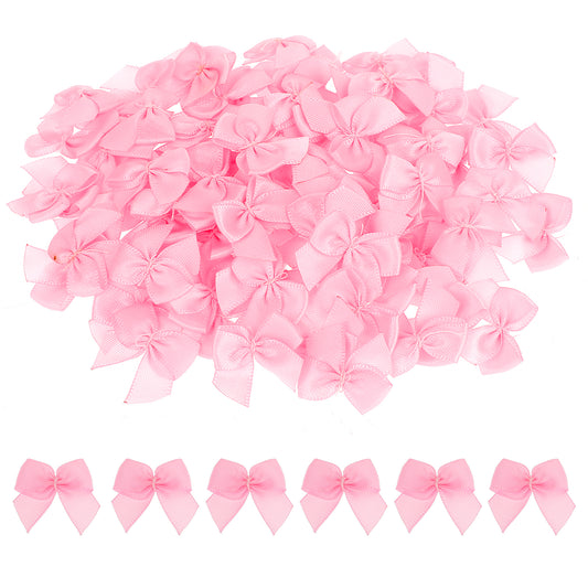 Mozeat Lens Mini Pink Bows, 240 Pcs 1 Inch Pink Ribbon Bows Small Satin Bow Tiny Premade Craft Bow for DIY Sewing Gift Wrapping Wedding Birthday Christmas Party Scrapbooking Decorations