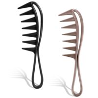 2 PCS Wide Tooth Comb, Big Teeth Anti-Static Curling Comb for Women Sturdy Large Tooth Professional Styling Combs Hairstyle Tool for Curly Wet Wavy Hair Wigs (Black, Champagne)