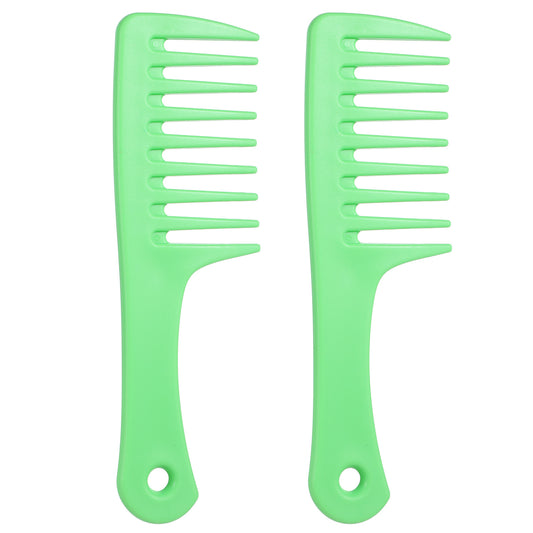 Mini Wide Tooth Comb, 2 Pcs Small Plastic Portable Detangling Big Tooth Combs for Women, Travel Size Styling Hair Brush for Kids, Women Curly, Long, Wet Hair