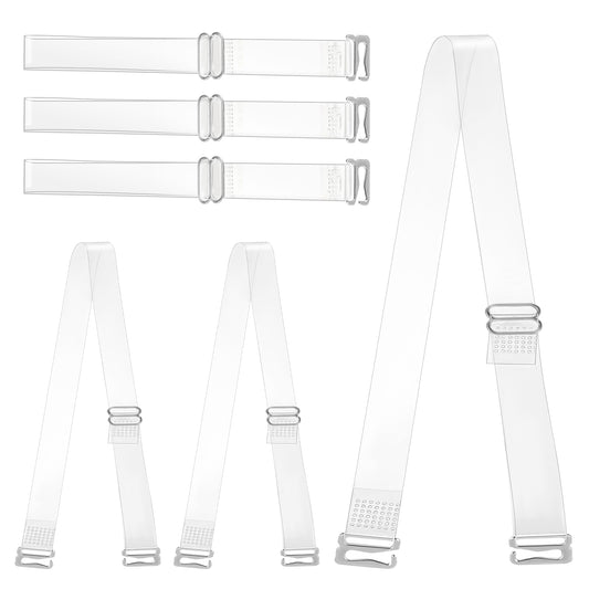 FdcLixuvol 3 Pairs Elastic Invisible Clear Bra Straps for Women, 15 Mm Non-slip Adjustable Thin Tpu Transparent Bra Shoulder Straps Replacement for Women Girls Strapless Bras