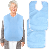 Alrhso Adult Bibs for Men and Women 2 Pack Absorbent Terry Cloth Bibs for Elderly Washable Reusable Seniors Bib for Eating, Clothing Protectors (Waterproof on the Back)