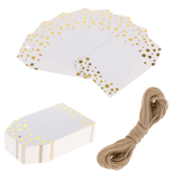 Gift Tags with String, 100 Pcs Foil Gold Dots Gift Tags, Blank Paper Gift Tags for Presents, Personalized Paper Gift Tags for Wedding, Birthday, Thanksgiving, Christmas, Halloween, Valentine's Day