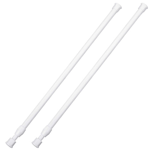 2Pcs Small Spring Tension Rod 16 to 28 Inches, White Tension Curtain Rod No Drill Adjustable Spring Curtain Rod for Wardrobe Bars, Window, Closet, Bookcase (White)