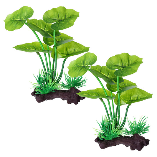 2 Pack Silk Plants for Fish Tank, Artificial Aquarium Plant 6-Inch Betta Leaf Hammock Silk Aquarium Plants with Driftwood Base for Betta Fish Tank Accessories, Goldfish Reptiles