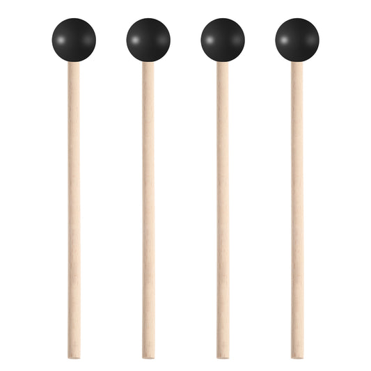 4 Pcs Steel Tongue Drum Mallets, Xylophone Mallets, Glockenspiel Mallet, 7.7in Wooden Rubber Percussion Mallet, Children's Rubber Drumsticks, Percussion Sticks