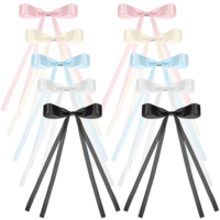 Hair Bow Clips, 10 Pcs Bow Hair Clips Women Bows for Hair Stainless Steel Metal Bow Hair Accessories Hair Bows for Women with Tassel Ponytail Holders Cute Hair Clips for Women Girls
