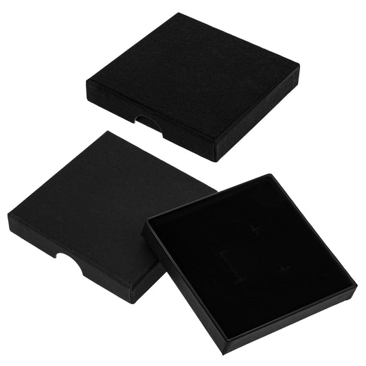 InnoHHustle 2 Pack Jewelry Gift Boxes Cardboard Jewelry Boxes Velvet Jewelry Set Box for Bracelet Necklace Earring Ring Portable Square Pendant Storage Case for Birthday Wedding(Black)