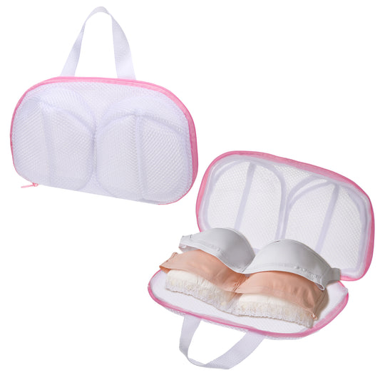 Bra Washing Bags for Laundry, 2 Pcs Bra Laundry Bags for Washing Machine Mesh Lingerie Wash Bag with Zipper for Washing Delicates Underwear Brassiere (Pink)