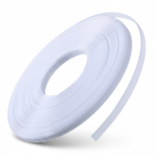 1 Roll Polyester Boning for Sewing, 25 Yards x 10mm Sew-Through Low Density Corset Boning Plastic Boning for Wedding Dress, Bridal Gown, Nursing Cap, Hat, DIY Garment Support (White)