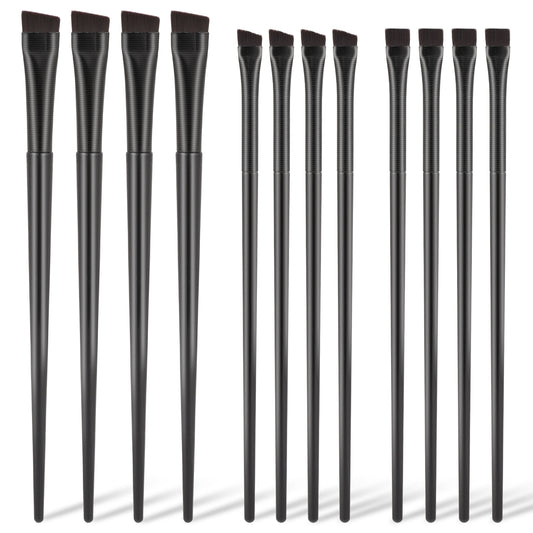 12 Pack Angled Eyeliner Eyebrow Brush Set, Flat Eyebrow Tint Brush, Ultra Thin Eyeliner Eyeshadow Eyebrow Brush, Fine Slanted Eyebrow Brush Applicator, Eye Makeup Brush Applicator