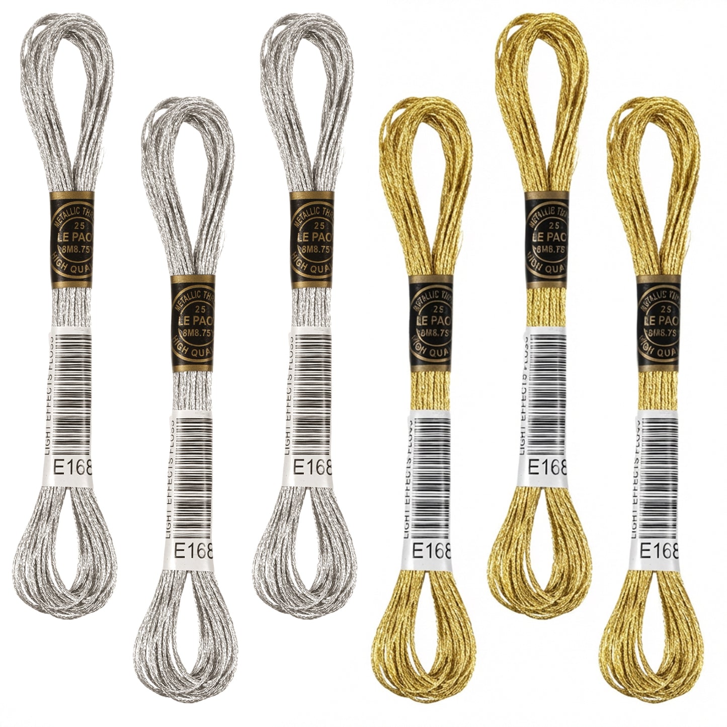 Gold Embroidery Thread, 6 Skeins Metallic Embroidery Floss String Friendship Bracelet String Glitter, Polyester Cross Stitch Threads for Hand Embroiderys, Strings Art Supplies, DIY Bracelet Accessory