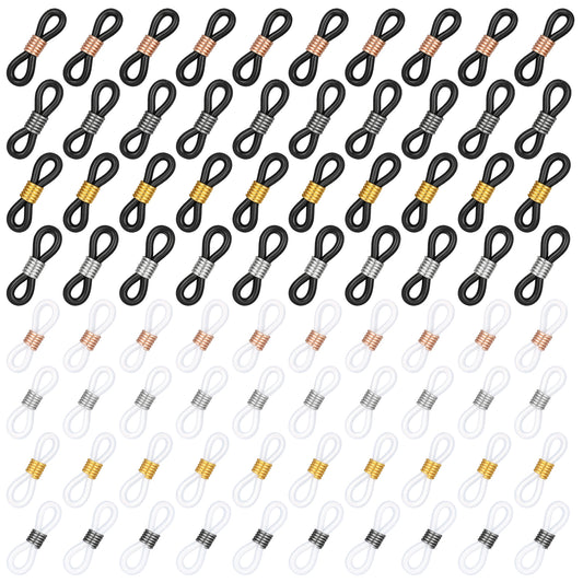 Eldraqth 80 Pcs Eyeglass Chain Ends, Adjustable Rubber Connectors Anti-Slip Glasses Holder Strap Retainer Rubber Holder Loops for Sport Eyeglass Sunglasses Necklace Chain