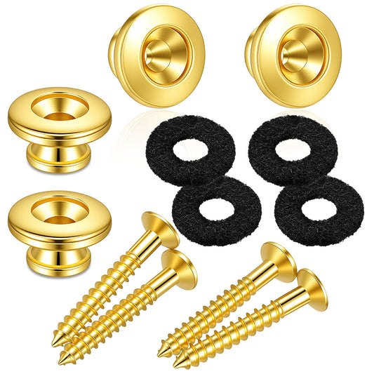 4 Pcs Guitar Strap Buttons Electric Guitar Strap Locks with Mounting Screws Metal End Pins for Acoustic Electric Guitars Bass Ukulele Gold