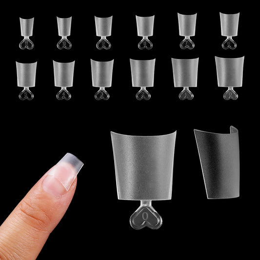 240 Pcs Short Coffin French Nail Tips Short Half Cover Square Acrylic Nails Tips Clear False Short Nail Tips for Nail Art Manicure