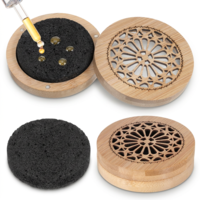 Passive Essential Oil Diffuser Stone, Small Lava Rock Diffuser Set Aromatherapy Stone for Desk Office Home Car & Gift-Giving, Compact Wood Bas