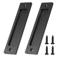 Sliding Barn Door Closet Handles Pulls, 2 Pack Rectangular Recessed Sliding Door Pulls, Matte Black Pocket Doors Handles with Screws for Drawers, Cabinet, Sliding Barn Doors, 6Inch