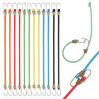 12 Pack Mini Bungee Cords with Hooks, 10 Inch Short Bungee Cord Multicolor Rubber Bungees Straps for Bikes, Camping, Tools, Tarps and Cargo, Hang Christmas Ornaments（6 Colors）