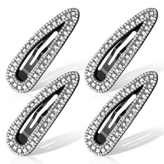 Zelphvt 4 PCS Rhinestone Hair Clips, Metal