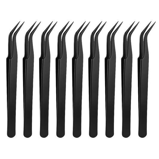 9 Pieces Curved Pointed Craft Tweezers Stainless Steel Curved Craft Tweezers with Protective Cover Multipurpose Tweezer for Scrapbooking Stickers Cardmaking Stickers Intricate Projects