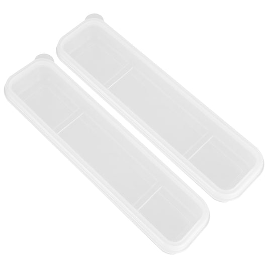 2Pcs Portable Travel Tableware Storage Box Case for Cutlery Flatware, Simple Utensil Holder with Lid, 21cm Plastic Silverware Holder Travel Chopstick Case Spoon Case for Lunch Box Cutlery Kit