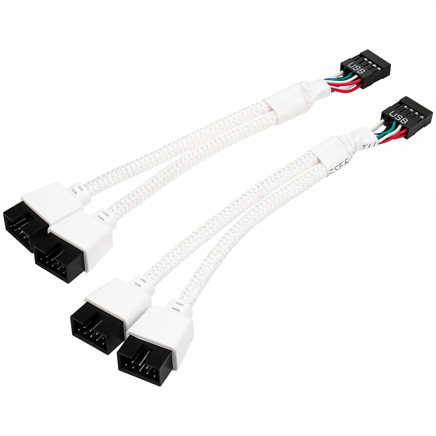 USB Header Splitter, 2 PCS Motherboard USB Splitter Motherboard 9 Pin Usb 2.0 to Dual 9 Pin Extension Cable Interna Hub Usb 2.0 Splitters for Internal Computer Motherboards (Braided White)
