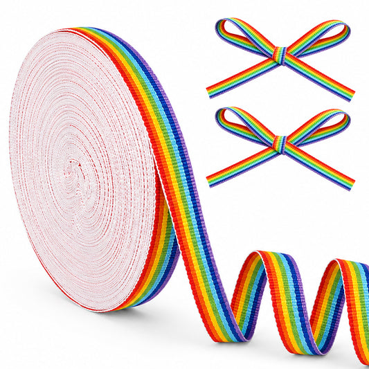 Bruislard 25 Yards Rainbow Striped Ribbon Double Faced Rainbow Ribbon