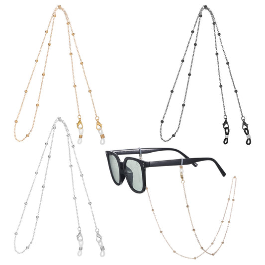 FdcZeyxior 3PCS Eye Glasses Holders Around Neck, Vintage Stylish Glasses Strap Eyeglass Chain for Women with Loop Ring