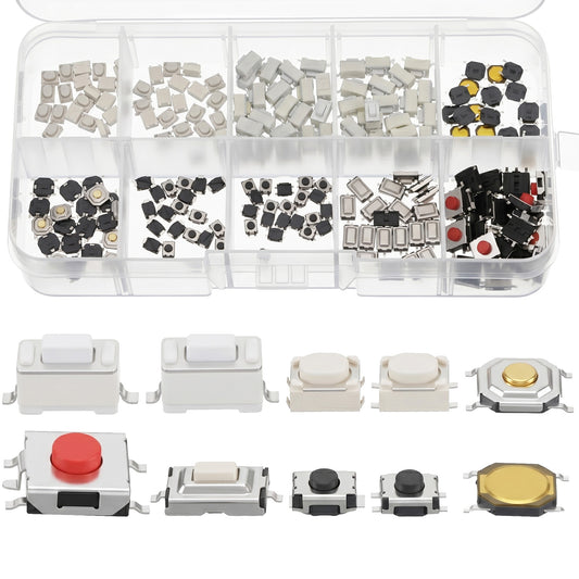 200 Pcs 10 Value Micro Momentary Tactile Push Button Small Touch Push Button Switch Microswitch Tact Assortment Kit Micro Limit Switch for Circuit Board TV Audio Remote Cameras Computers