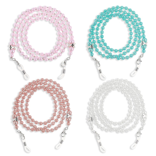 Psyqtsuary 4 Pcs Pearl Beaded Glasses Chain Strap Glasses Chain Eyeglasses Chain Eyeglass Holder Face Masks Lanyard Chain Neck Eyeglass Chain Cord Eyeglass Chains for Women Stylish Sunglasses