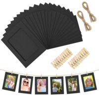 20PCS Paper Photo Frames with Clips and Strings 4x6 Inch Black Paper Picture Frames DIY Clip Photo Holders Photoes Hanging Photoes Display Banner for Home Office Wedding and Party Wall Picture Decor