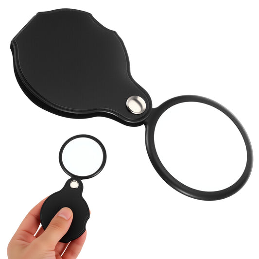 2 PCS Pocket Magnifying Glass 20X Pocket Magnifier Small Mini Folding Magnifying Glass Rotating Folding Portable Pockets Magnifier for Seniors Reading, Inspection, Coin, Jewelry or Exploring (Black)