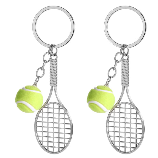 Psyqtsuary 2 Pcs Mini Metal Tennis keychains