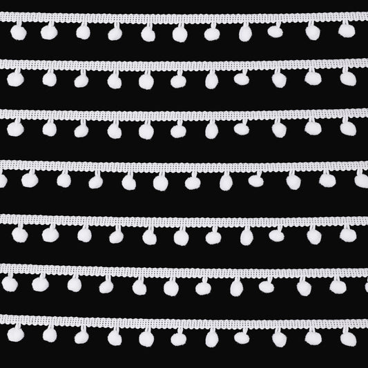 22yards White Pom Poms Balls Fringe Trim, 1inch Wide Mini Pom Poms Trim Ribbon Ball Fringe Trims Tassel Sewing Fabric Ribbon Tassel Lace Accessory for Pillow Clothing DIY Crafts Party Home Decor