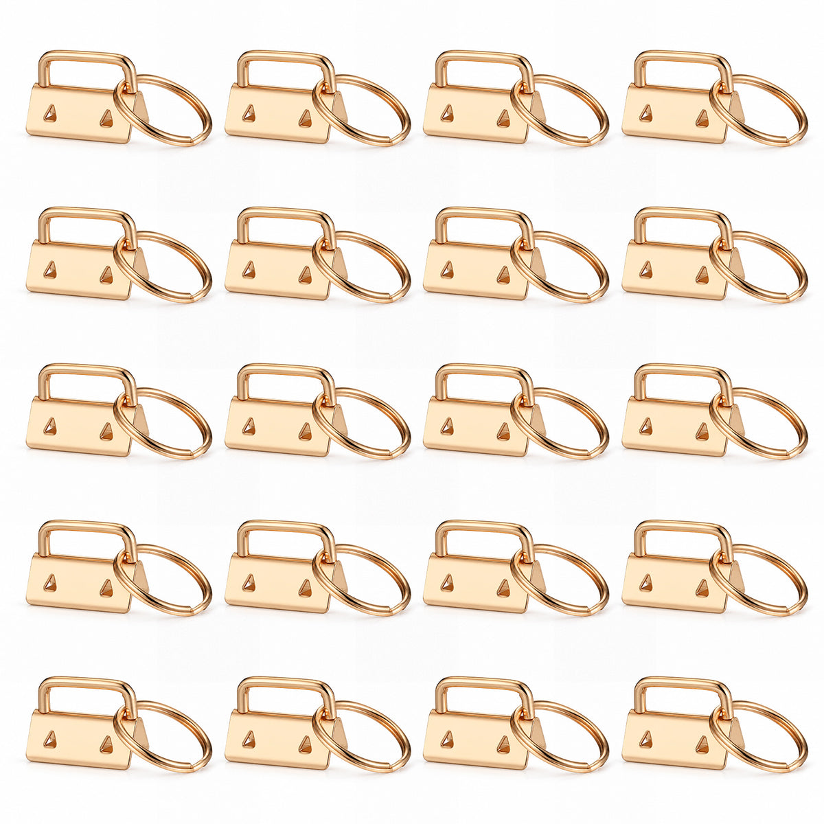 20PCS Gold Key Fob Hardware with Key Rings, Metal Keychain Clamp, 1 in