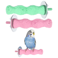 2 Pcs Bird Beak Grinding Stone, Resin Anti-Slip Beak Grinder Stone Perches, Nail Trimming Stick, Bird Parrot Cage Perch Stand, Claw Trimmer Stand, Cage Accessories for Birds, Parrot (Pink, Green)