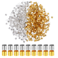 1000 Pcs Crimp Tube Beads, 2x2 mm Gold and Silver Round Crimp Beads, Plated Brass Tube Bead, Crimping Bead for Jewelry Making, Column Stoppers to Secure The Ends of Jewelry Strings, DIY Bracelet