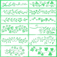 12 Pack Leaf Vine Stencils Vine Border Stencil Leaves & Flower Stencil Leaves Floral Stencil Reusable Floral Templates DIY Crafts Drawing Templates for Painting on Wood Drawing Wall Canvas Home Décor