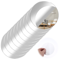 10 Pack Acrylic Round Mirrors, 6 Inch Non Glass Round Mirror Plate Self Adhesive Mirror Stickers, Acrylic Mirror Plate Circle Mirror Trays for Wedding Table Center DIY Crafts Home Wall Candle Decor