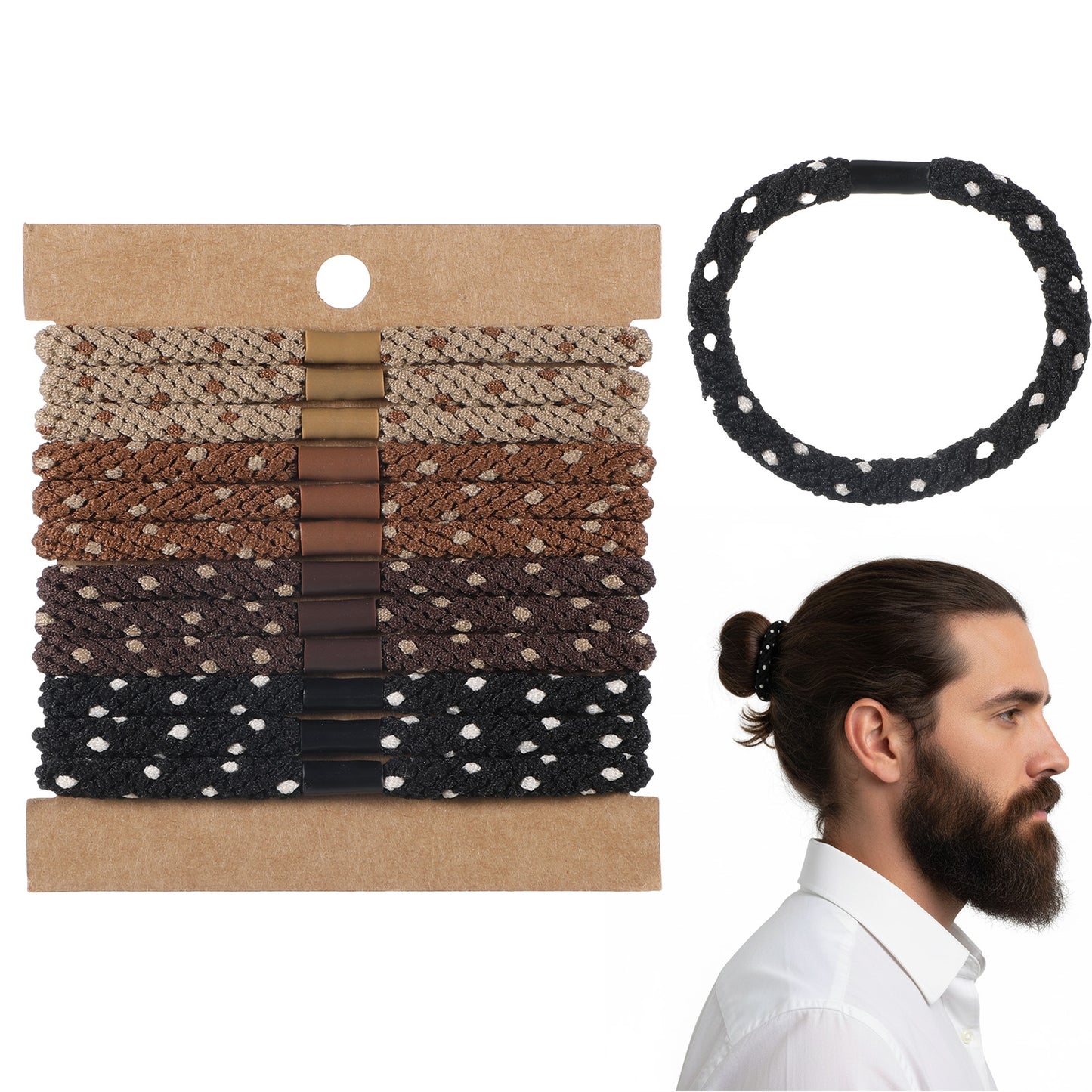 12PCS Mens Hair Ties Braided Hair Ties No Damage No Crease Breakage Long HairTies for Guys