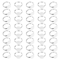40 Pcs Adjustable Blank Rings, Silver Ring Settings Base with 10mm Flat Round Pad Metal Finger Ring Components Rings Blanks Setting Finding for DIY Jewelry Making