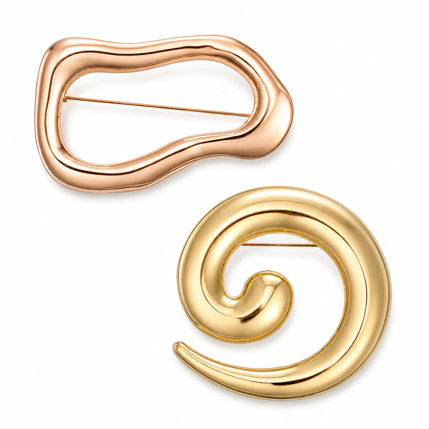 2PCS Geometric Brooch Set Gold Brooches for Women Round Spiral Irregular Lapel Pins Brooches and Pins for Women Men Coat Scarf Dress Wedding Party Jewelry