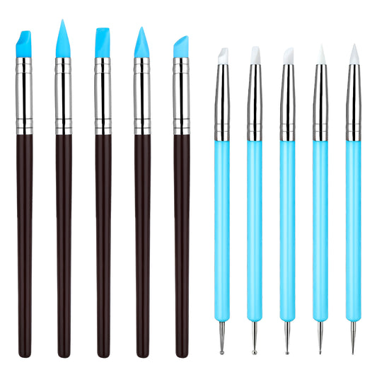 10Pcs Modeling Dotting Tool Silicone Clay Sculpting Tool for Pottery Craft, Rock, Nail, Blending, Drawing DIY Handicraft, Silicone Brush, Sculpture Pottery etc